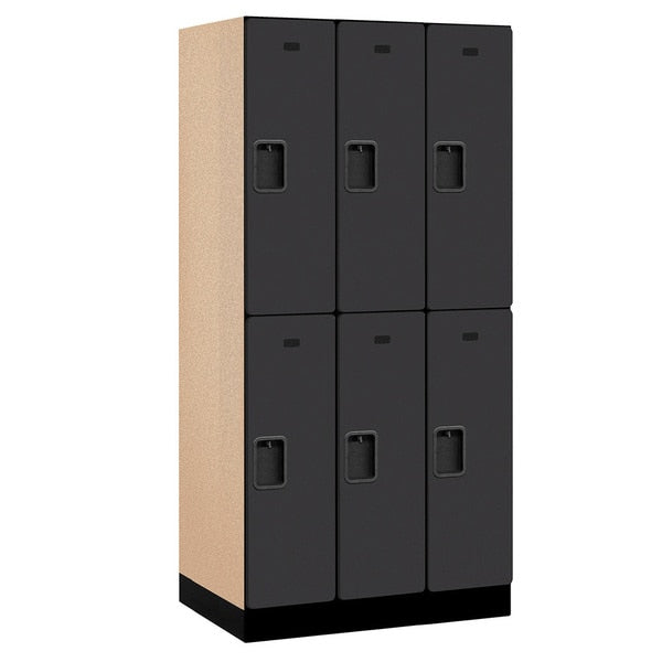 Wardrobe Locker,  36" W,  21" D,  76" H,  (3) Wide,  (6) Openings,  Black