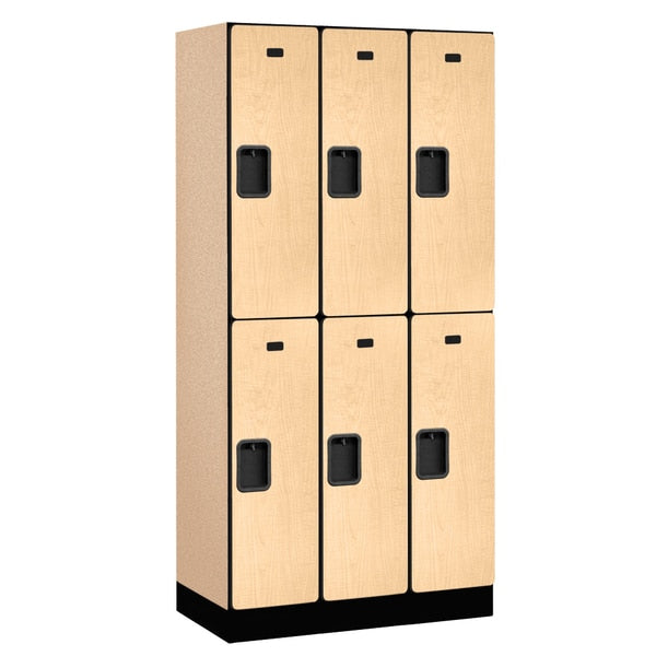 Wardrobe Locker,  36" W,  18" D,  76" H,  (3) Wide,  (6) Openings,  Maple