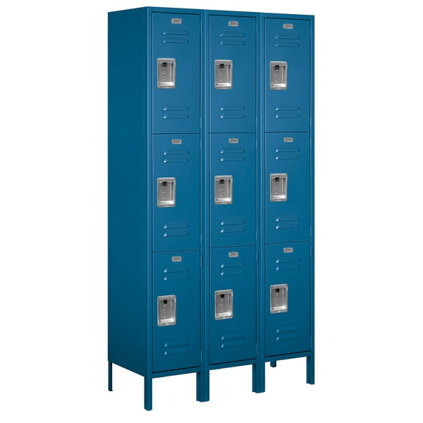 Wardrobe Locker,  45" W,  15" D,  78" H,  (3) Wide,  (9) Openings,  Blue