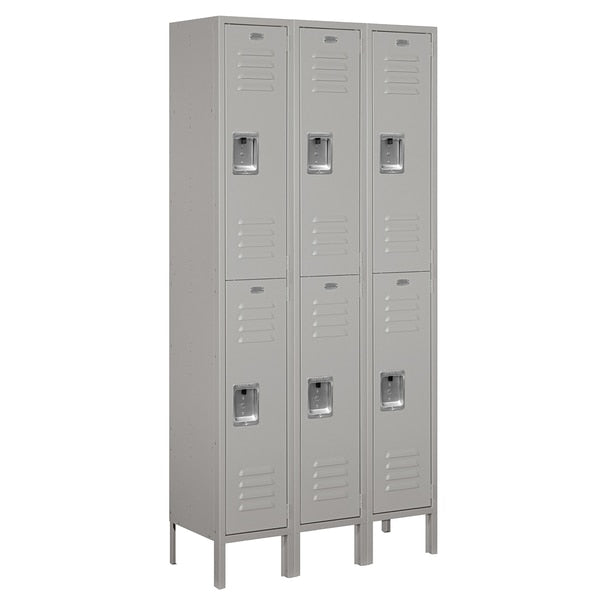 Wardrobe Locker,  36" W,  12" D,  78" H,  (3) Wide,  (6) Openings,  Gray
