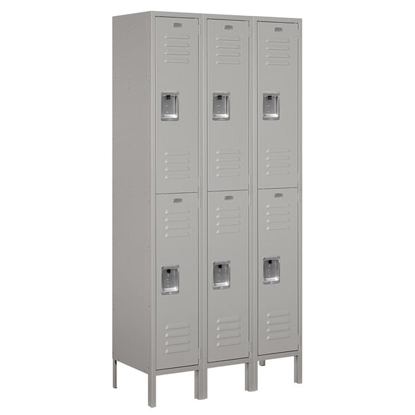 Wardrobe Locker,  36" W,  15" D,  78" H,  (3) Wide,  (6) Openings,  Gray