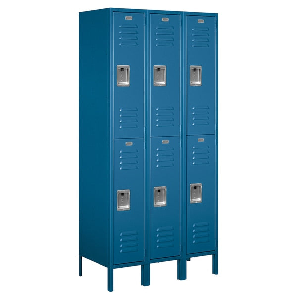 Wardrobe Locker,  36 in W,  18 in D,  78 in H,  (3) Wide,  (6) Openings,  Blue