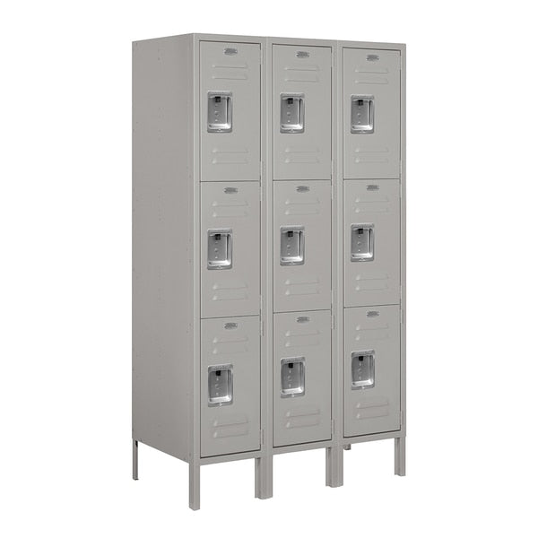 Wardrobe Locker,  36" W,  18" D,  66" H,  (3) Wide,  (9) Openings,  Gray