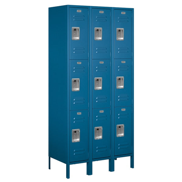 Wardrobe Locker,  36" W,  18" D,  78" H,  (3) Wide,  (9) Openings,  Blue