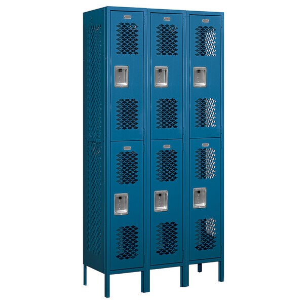 Wardrobe Locker,  36" W,  15" D,  78" H,  (3) Wide,  (6) Openings,  Blue