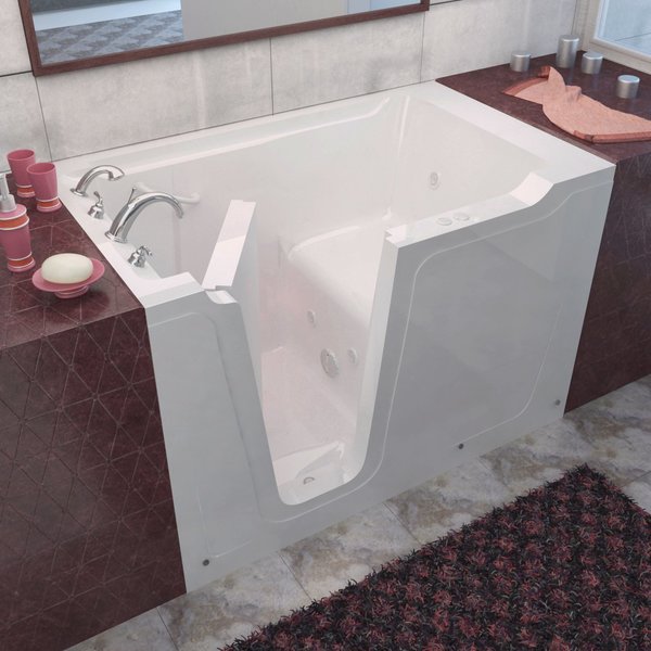 MediTub Walk-In 36 x 60 Left Drain White Whirlpool Walk-In Bathtub