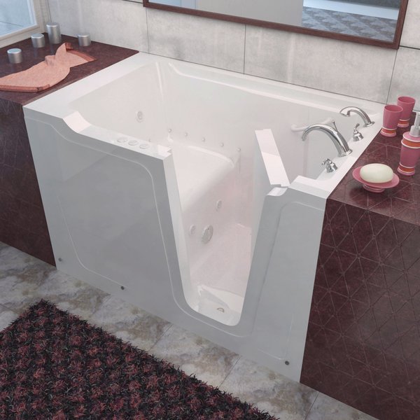 MediTub 36 x 60 Right Drain White Whirlpool & Air Walk-In Bathtub