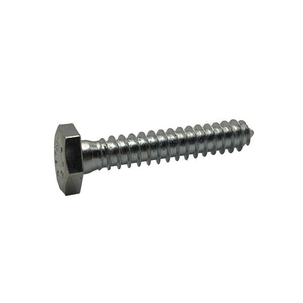 Lag Screw,  1/4 in,  2 in,  Zinc Plated Hex Hex Drive