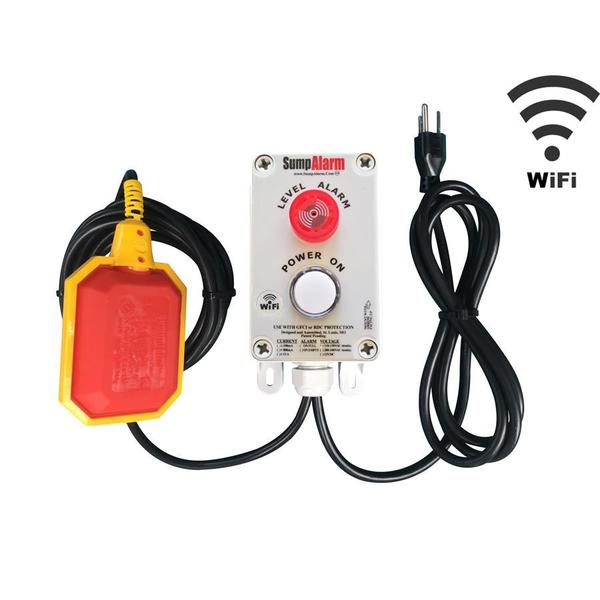 In/Outdoor Pump/High Water Alarm, 120V, 10' Float, Power Light, WiFi