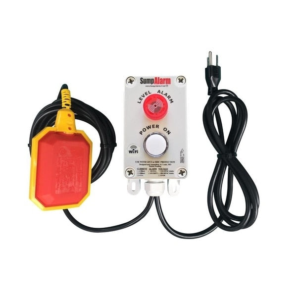 In/Outdoor Pump/High Water Alarm, 120V, 16' Float, Power Light, WiFi