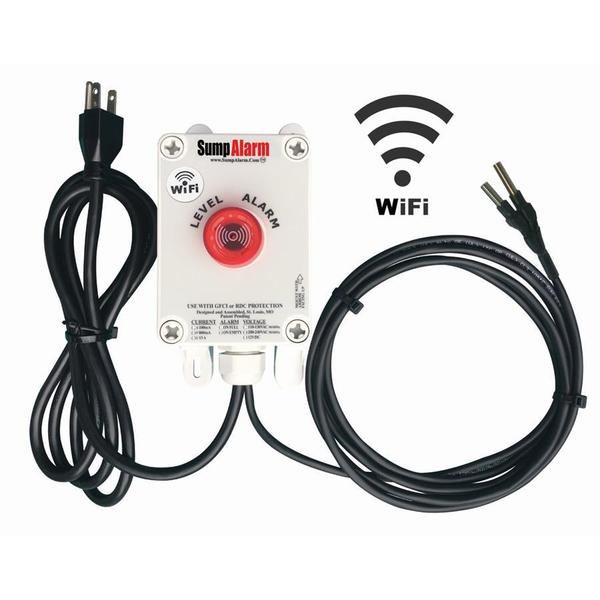 In/Outdoor Pump/High Water Alarm, 120V, 30' Probes, WiFi