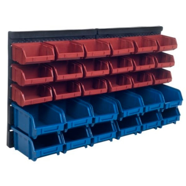 Fleming Supply 30 Organizer Bin Display Rack,  Wall Mounted Compartments for Parts,  Hardware, Crafting