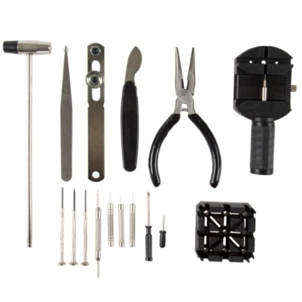 16-piece Watch Repair Kit,  DIY Tool Set for Watches Repair with Screwdrivers, Spring Remover, Tweezers