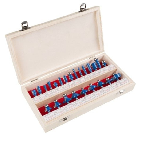 Fleming Supply 24-Piece Router Bit Set,  Carbide Tipped,  1/4 inch Shafts and Includes Wood Case