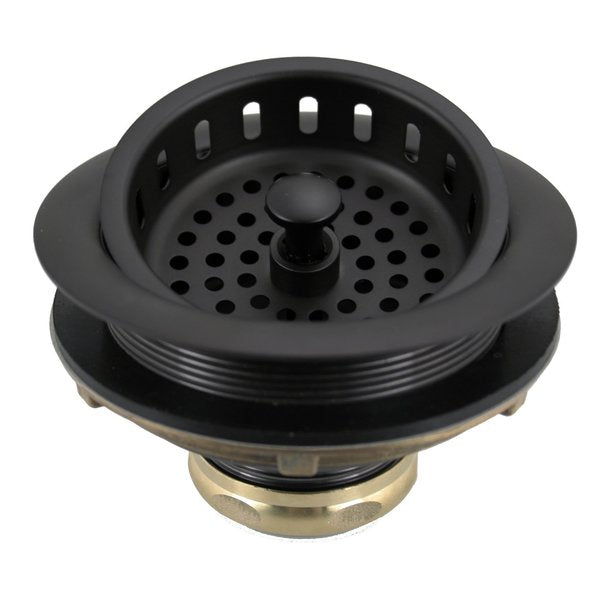Post Style Large Kitchen Basket Strainer in Powdercoated Flat Black