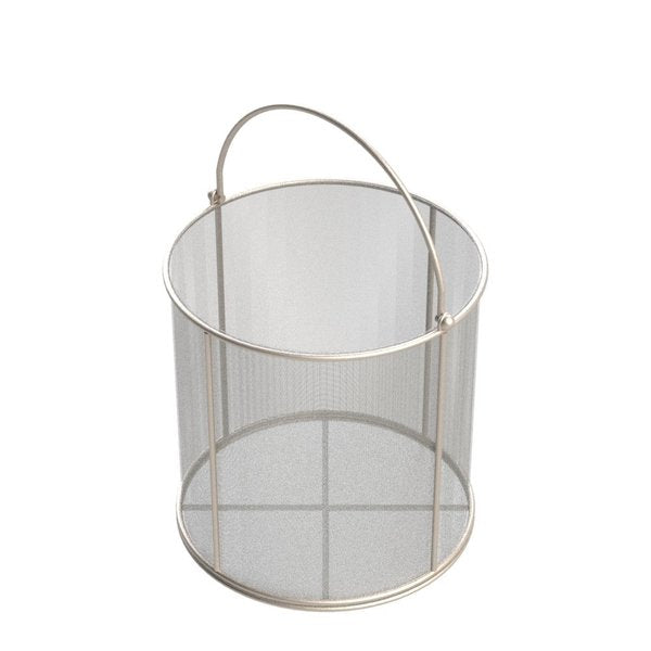 Round Wire Mesh Basket: 9Dia. x 9H,  304 SS,  3/16 Rod Frame,  Mesh: 30 x .012