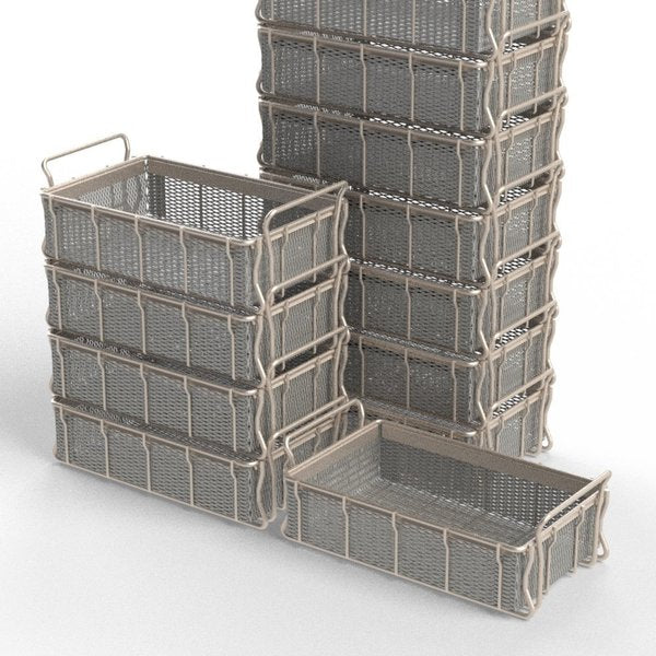 Tote Basket,  16L x 10W x 4-1/2H,  1/2 x  #18 Flattened Expanded Metal,  Carbon Steel,  Zinc Plated