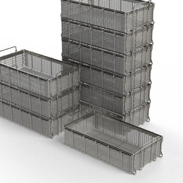 Tote Basket,  24L x 13W x 6H,   1/2 x  #18 Flattened Expanded Metal,  304 Stainless Steel