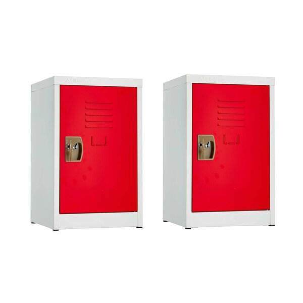 24in H x 15in W Steel Single Tier Locker in Red,  2PK