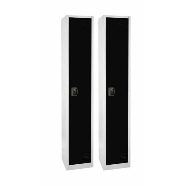 72in x 12in x 12in 1-Compartment Steel Tier Key Lock Storage Locker in Black,  2PK