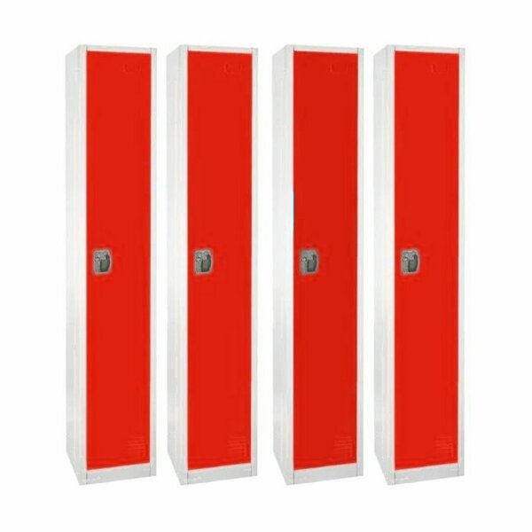 72in x 12in x 12in 1-Compartment Steel Tier Key Lock Storage Locker in Red,  4PK