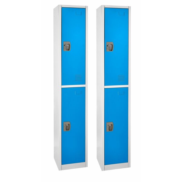 72in x 12in x 12in Double-Compartment Steel Tier Key Lock Storage Locker in Blue,  2PK