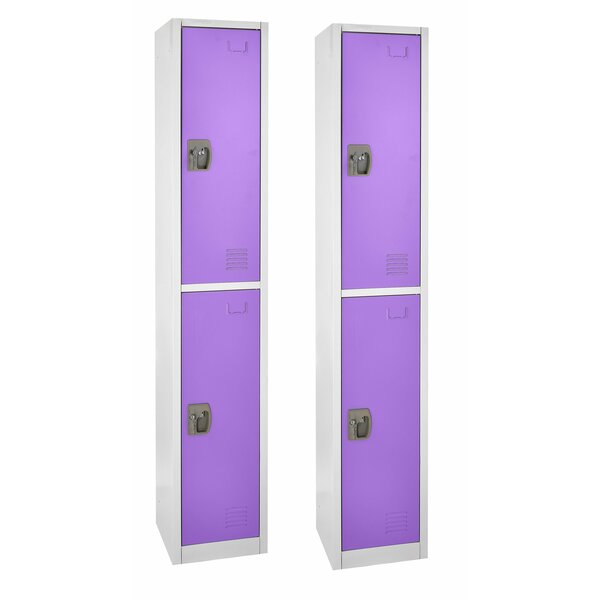 72in H x 12in W x 12in D Double-Compartment Steel Tier Key Lock Storage Locker in Purple,  2PK