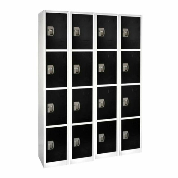 72in x 12in x 12in 4-Compartment Steel Tier Key Lock Storage Locker in Black,  4PK