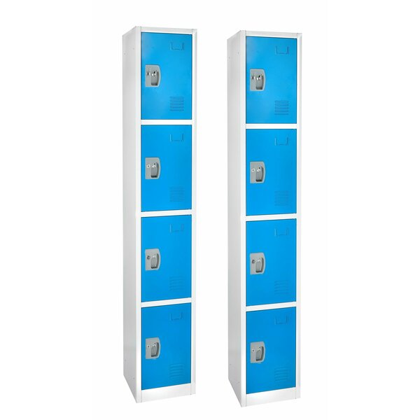 72in x 12in x 12in 4-Compartment Steel Tier Key Lock Storage Locker in Blue,  2PK