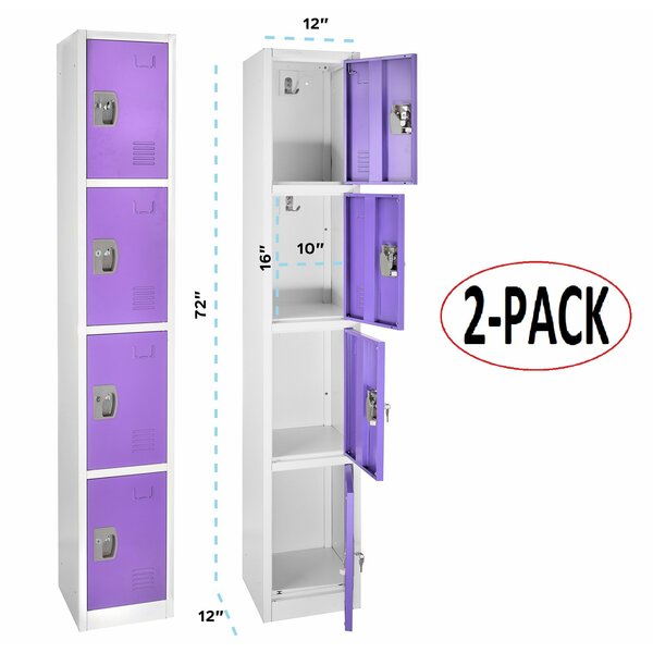 72in H x 12in W x 12in D 4-Compartment Steel Tier Key Lock Storage Locker in Purple,  2PK