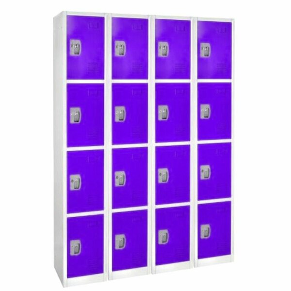 72in H x 12in W x 12in D 4-Compartment Steel Tier Key Lock Storage Locker in Purple,  4PK