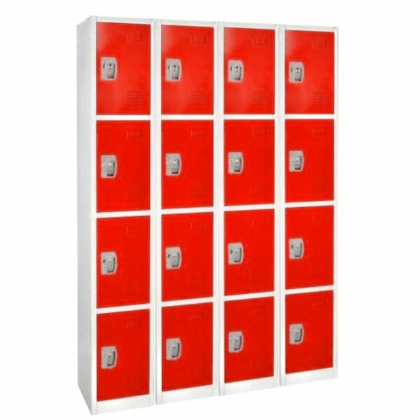 72in H x 12in W x 12in D 4-Compartment Steel Tier Key Lock Storage Locker in Red,  4PK