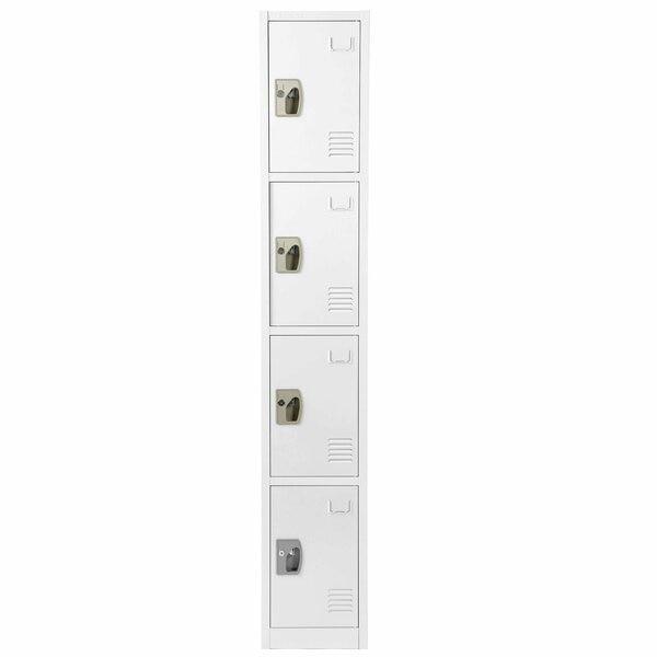 72in H x 12in W x 12in D 4-Compartment Steel Tier Key Lock Storage Locker in White