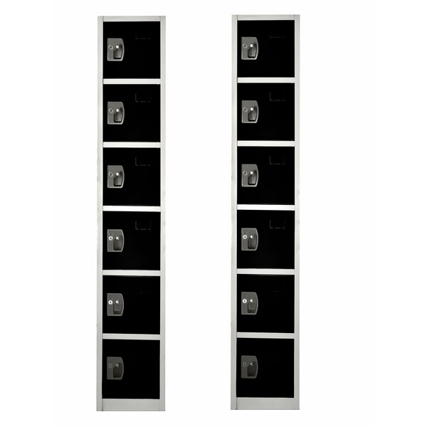 72in x 12in x 12in 6-Compartment Steel Tier Key Lock Storage Locker in Black,  2PK