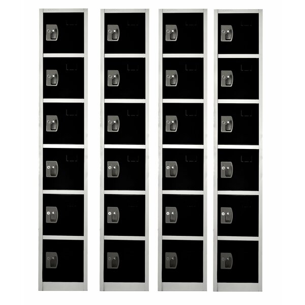 72in x 12in x 12in 6-Compartment Steel Tier Key Lock Storage Locker in Black,  4PK