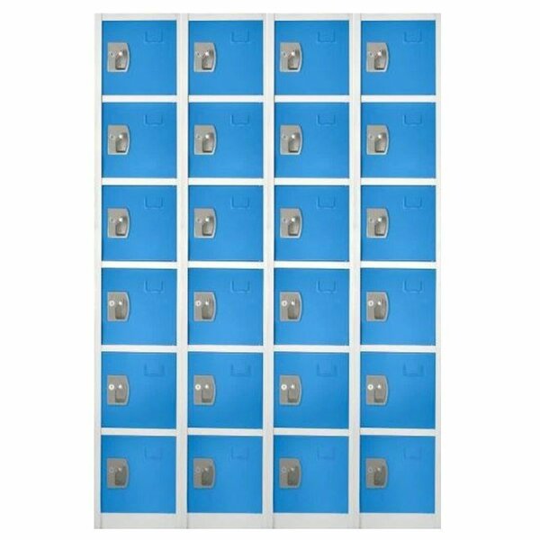 72in x 12in x 12in 6-Compartment Steel Tier Key Lock Storage Locker in Blue,  4PK