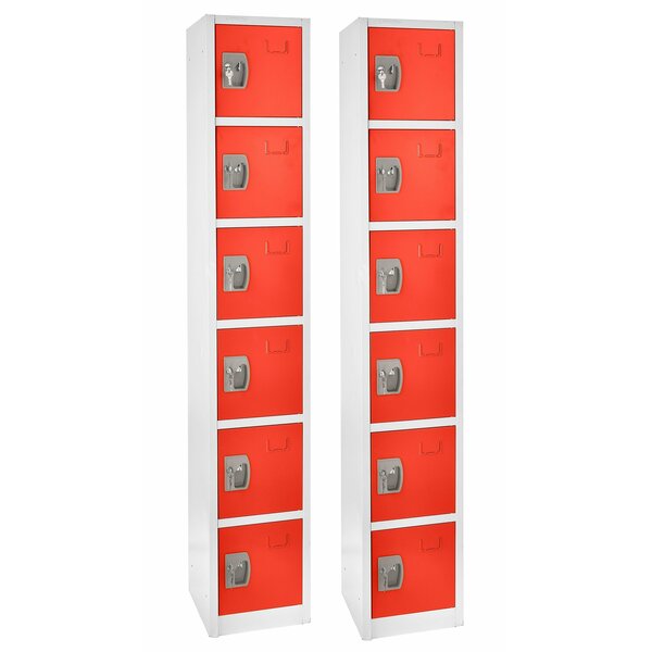 72in H x 12in W x 12in D 6-Compartment Steel Tier Key Lock Storage Locker in Red,  2PK