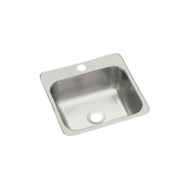 15 in W x 15 in L x 5-1/2 in H,  Top,  Stainless Steel,  Kitchen Sink