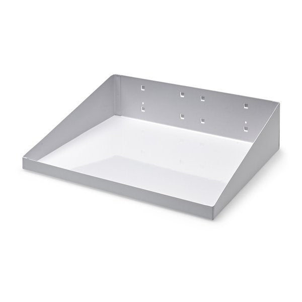 12 In. W x 10 In. D White Epoxy Coated LocBoard Steel Shelf with 6 Holes for Garment Hangers