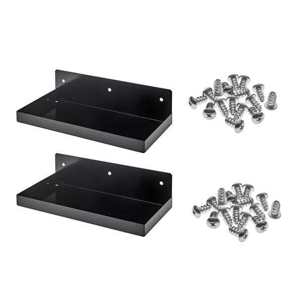 12 In. W x 6 In. D Black Epoxy Coated Steel Shelf for 1/8 In. and 1/4 In. Pegboard 2 Pack