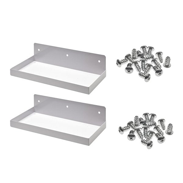 12 In. W x 6 In. D White Epoxy Coated Steel Shelf for 1/8 In. and 1/4 In. Pegboard 2 Pack