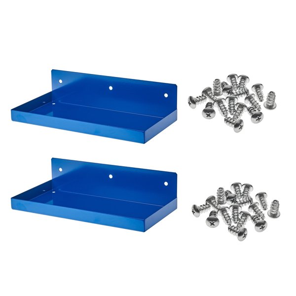 12 In. W x 6 In. D Blue Epoxy Coated Steel Shelf for 1/8 In. and 1/4 In. Pegboard 2 Pack