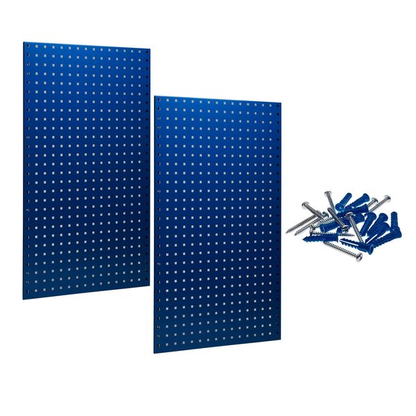(2) 24 In. W x 42-1/2 In. H Blue Epoxy 18-Gauge Steel Square Hole Pegboards Mounting Hardware