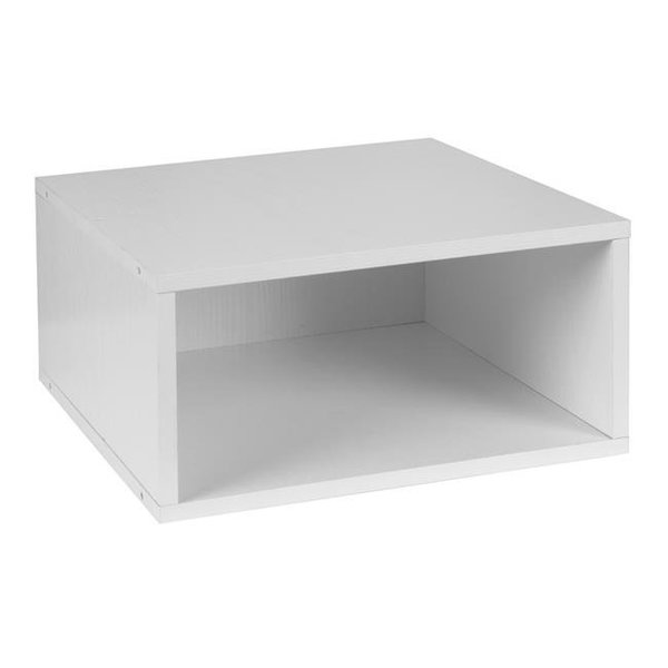 Niche PC1206WH Cubo Half Size Stackable Storage Cube; White Wood Grain