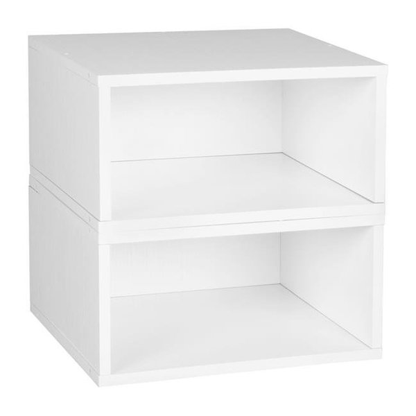 Niche PC062PKWH Cubo Storage Set - 2 Half Size Cubes; White Wood Grain