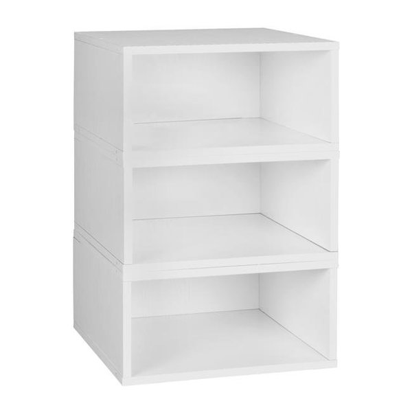 Niche PC063PKWH Cubo Storage Set - 3 Half Size Cubes; White Wood Grain