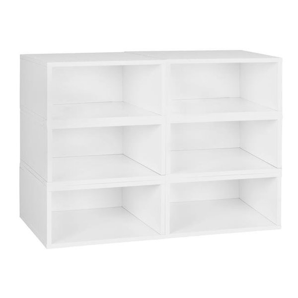 Niche PC066PKWH Cubo Storage Set - 6 Half Size Cubes; White Wood Grain