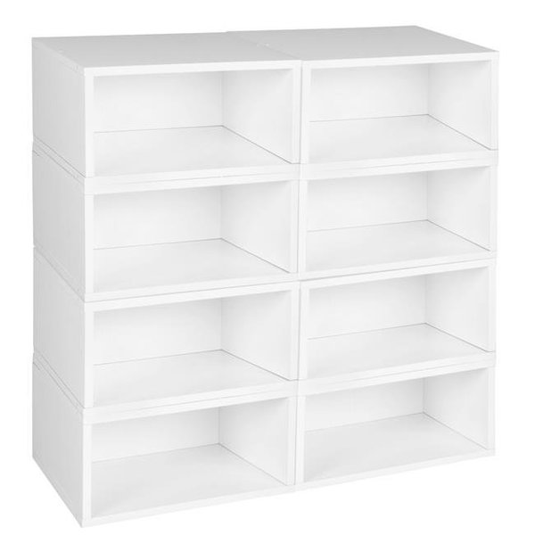 Niche PC068PKWH Cubo Storage Set - 8 Half Size Cubes; White Wood Grain