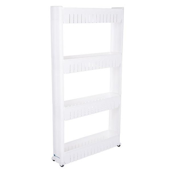 Lavish Home 82-4LSS Mobile Shelving Unit Organizer with 4 Storage Baskets; Slim Slide Out