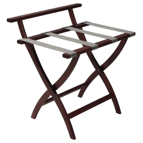 Wall Saver Luggage Rack with Gray Straps - Mahogany